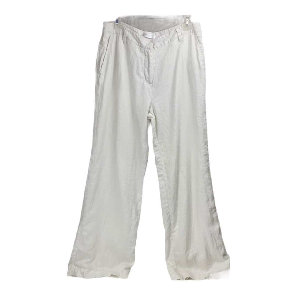 Isaac Mizrahi white lined linen pants 12